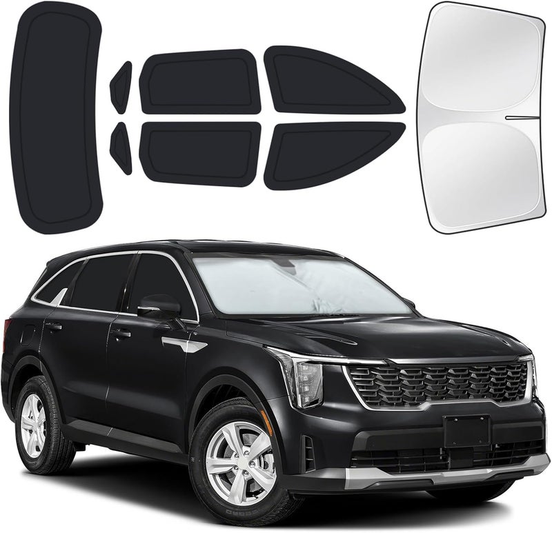 JASVIC for Kia Sorento 2021-2026 Car Window Shades, 8pcs Privacy Sun Shade Set for Front Windshield Side and Rear Windows, Full Window Covers Keeps Vehicle Cool for Camping Napping - Image 1